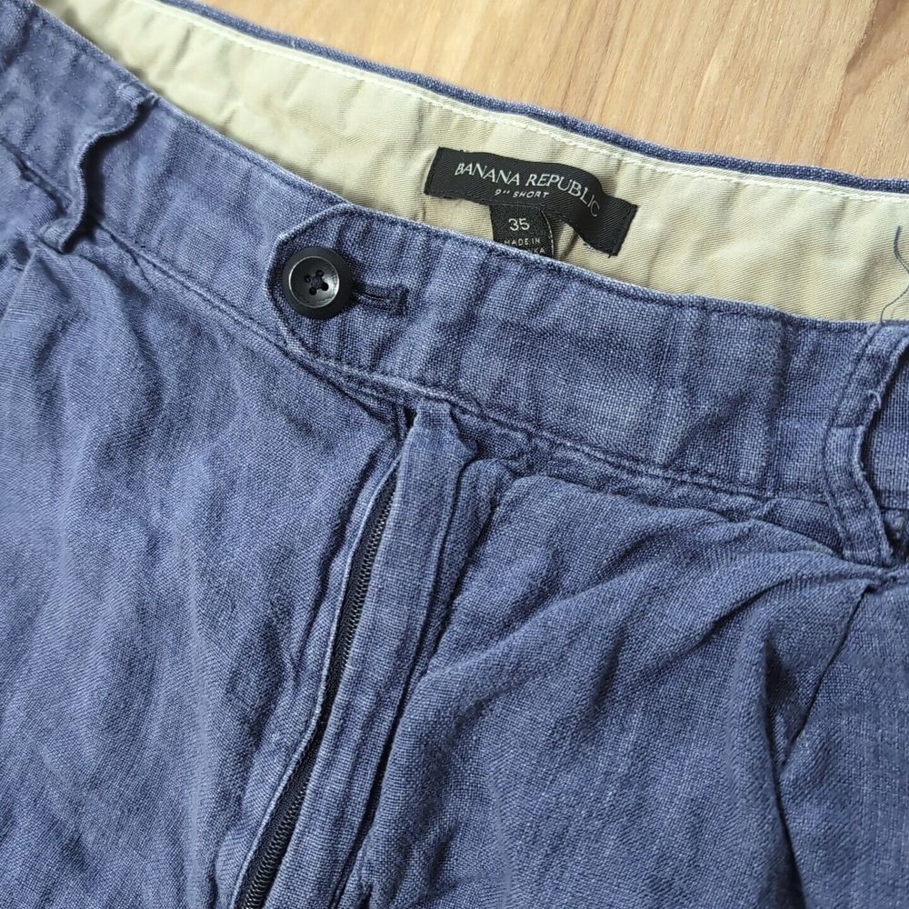 Men's Banana Republic 100% Linen Shorts Size 35x9" Purple Lightweight
